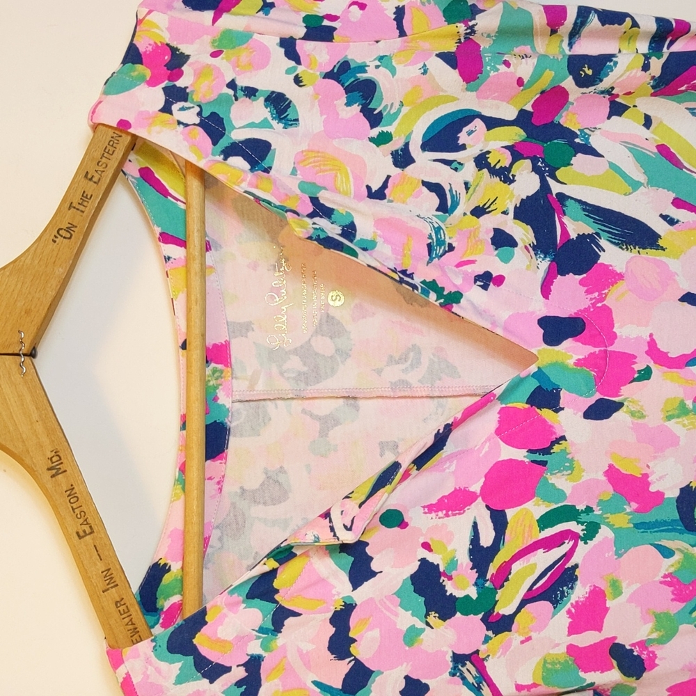 Lilly Pulitzer Size S Sophiletta Dress Pina Colada Club V Neck Dress Style 27686 - Picture 3 of 12